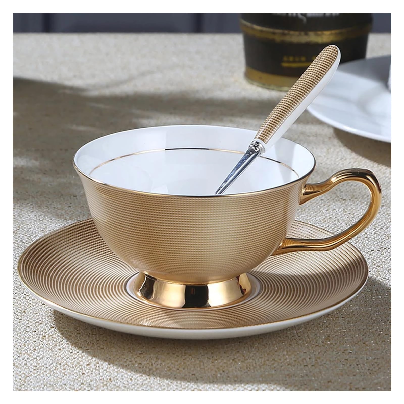 Juegos de tazas de café y platillos Delicados y elegantes juegos de taza platillo café porcelana china, 180 ml. Taza té sofisticada elegante con cuchara