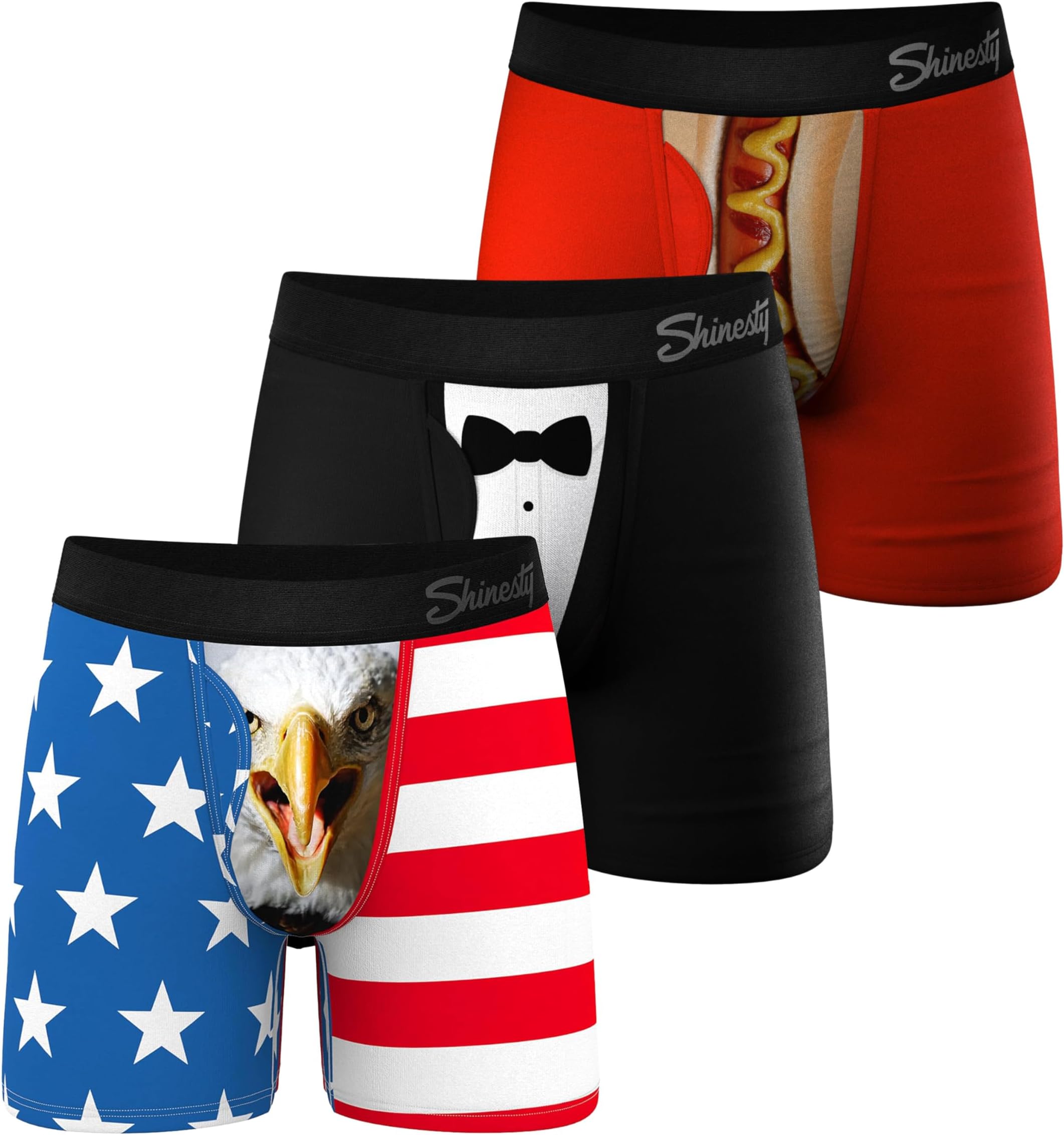 Boxer Briefs for Men Pack of 3 - Hammock Support Pouch Underwear for Men with Fly