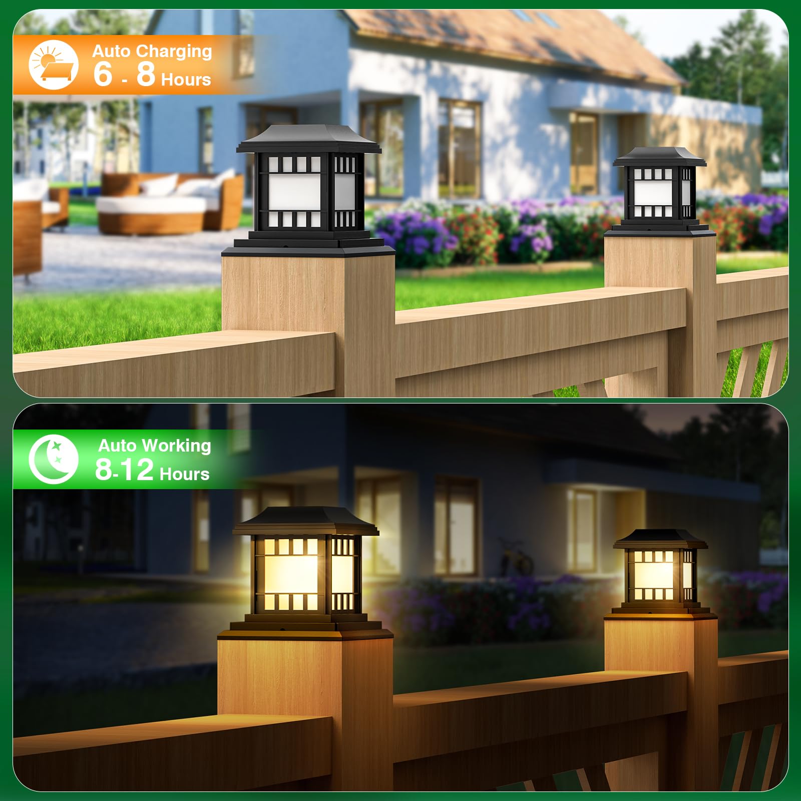 SOLLUCIS Solar Post Cap Lights, Super Bright 8 LEDs 20 Lumen Fence Post ...