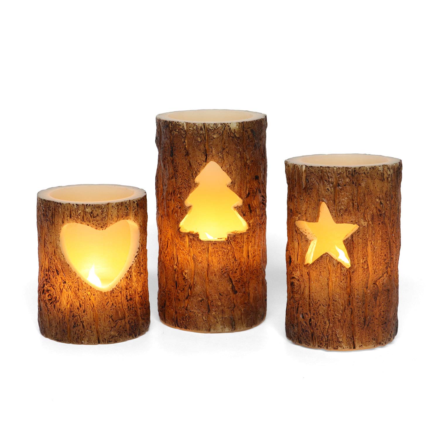 Buy Flameless Christmas Candle with Timer Function, Battery Operated Pillar Candles with Birch