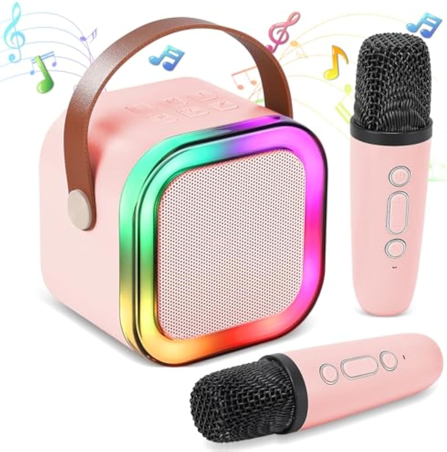 Portable Kids Karaoke Machine with 2 Wireless Mics & Light Effects