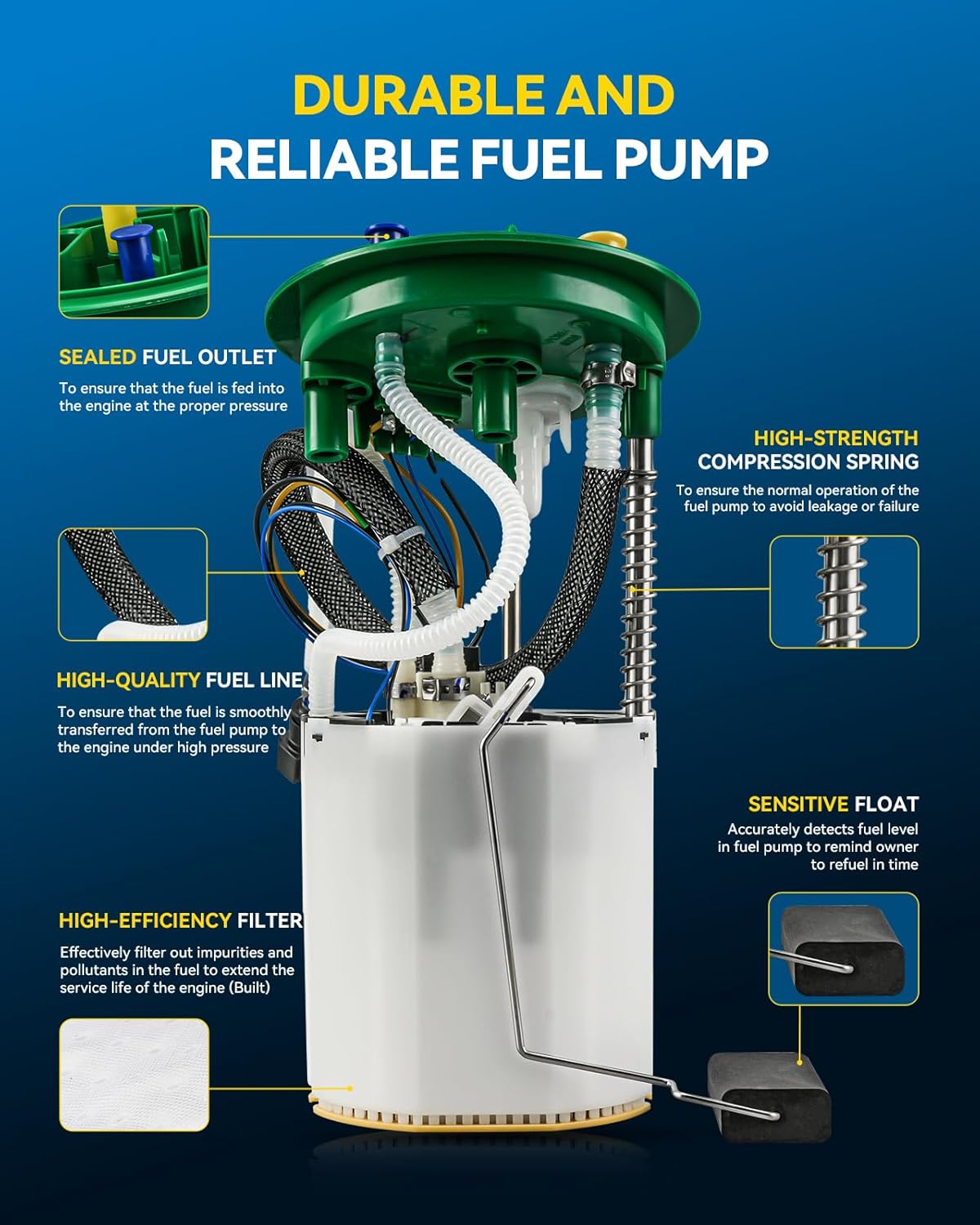 PHILTOP FG0977 Electric Fuel Pump Module Assembly Fit for A4 Quattro 2007-2008, A4 Quattro 2005-2006 2009 2.0T, A4 Quattro 2005-2006 2009 3.2L, RS4 2007-2008, Replace 69829, 8E0-919-051AK, 8E0919051AK