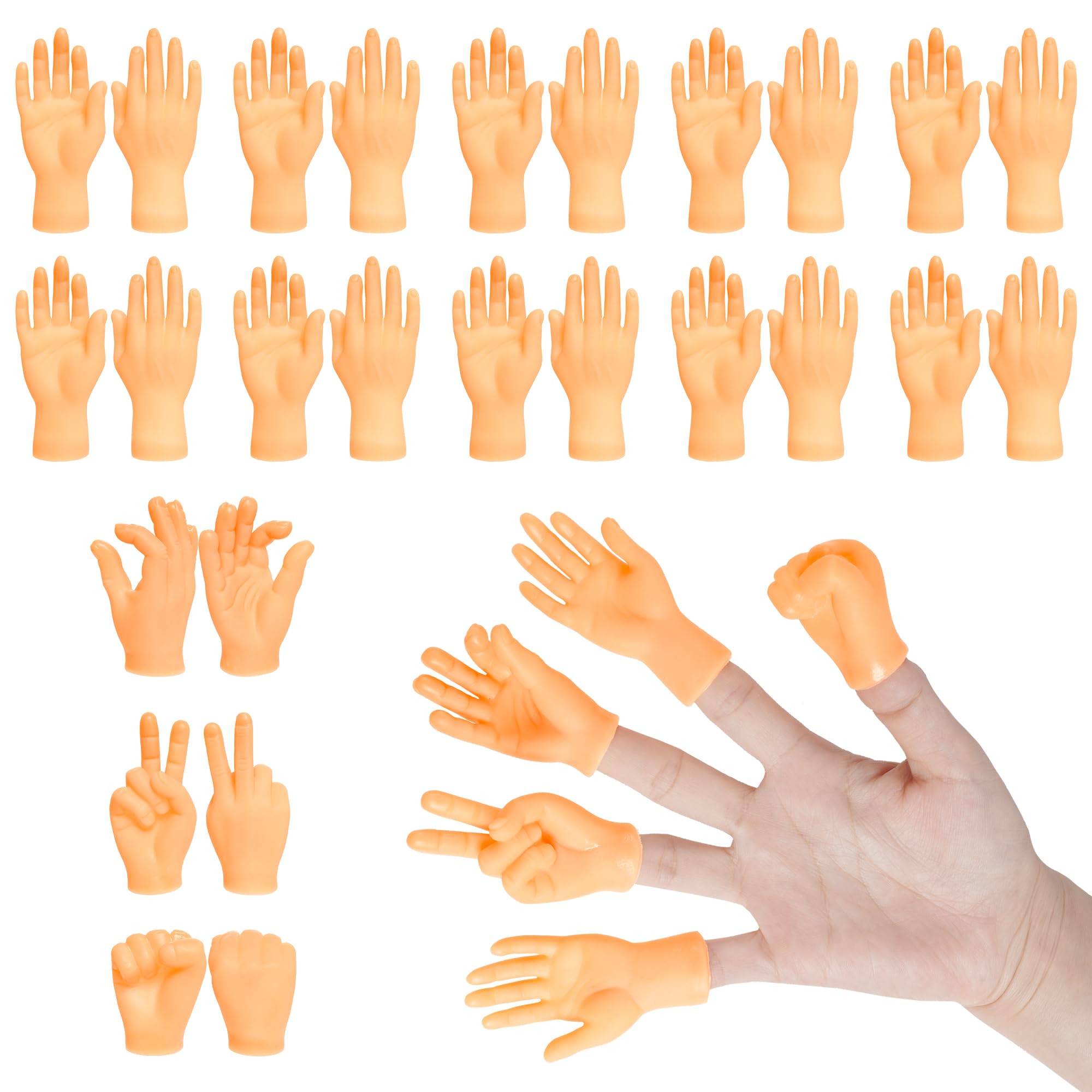 Sucrain 26Pcs Mini Hands Finger, 5 Mixed Style Tiny Hands Finger Baby Hands Miniature Small Hands Mini Hands for Gift Cats Game