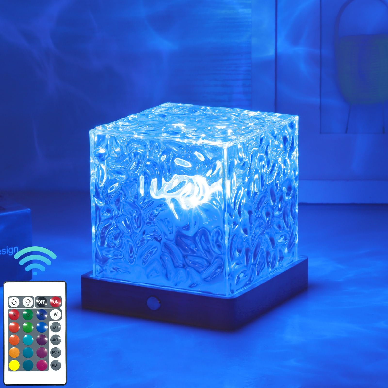 Northern Lights Projector, Water Lamp with Remote and Touch Control, Crystal Lamp with 16-Color, Luminorthe Cube Lamp, Ocean Lamp with Wave and Aurora Effects for Room Decor and Mood Lighting