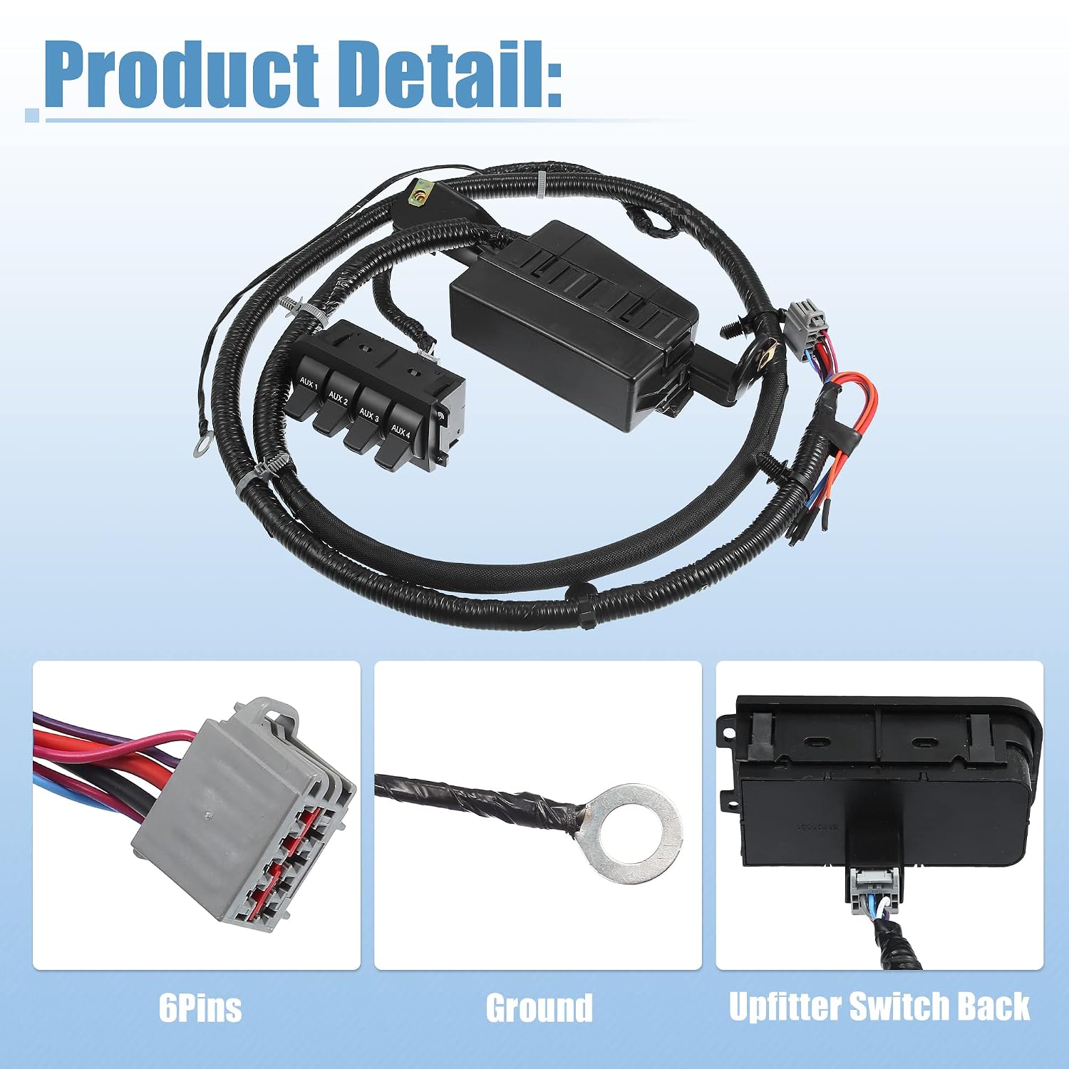 X AUTOHAUX in-Dash Auxiliary Upfitter Switch Panel Kit for Ford F250 F350 F450 F550 Super Duty 2005 2006 2007 5C3Z-14A303-AA 5C3T-14A303-AJ Switch Box Wire Harness Wiring Jumper Kit Black