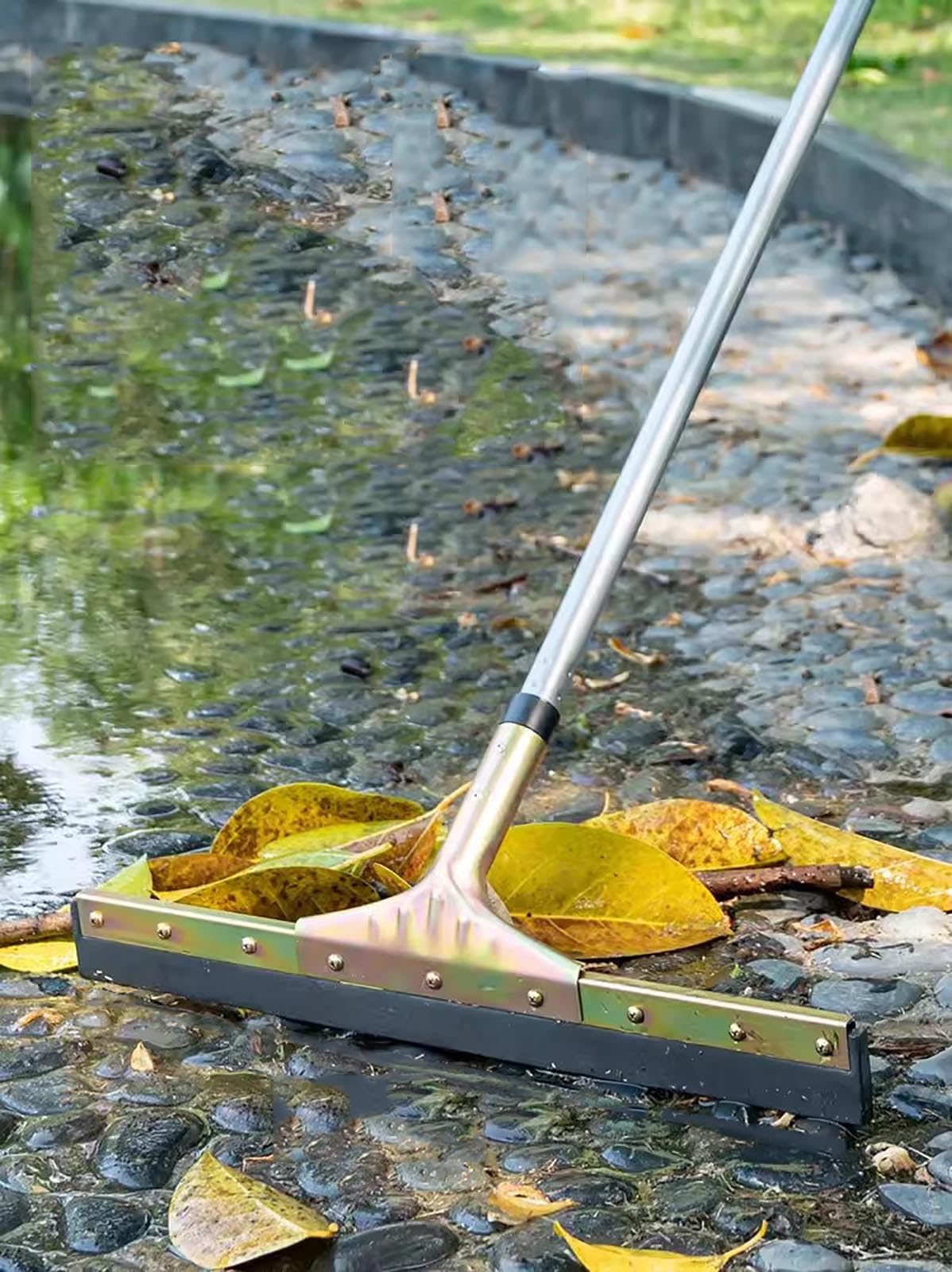 Escobilla de goma pista de tenis Patio Cubierta Al Aire Libre Interior Escobilla De Goma Para Suelos Con Mango Extensible, Limpiaparabrisas Eliminador De Agua Para Paredes Y Pisos De Ducha De Azulejos