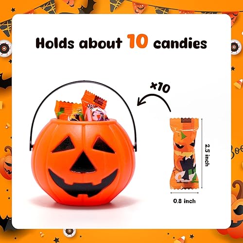Miniatura 4 de 3 Otters Mini cubos de calabaza de Halloween, 3 estilos pequeños de calabaza con asa para niños, bolsas de truco o trato, 12 unidades