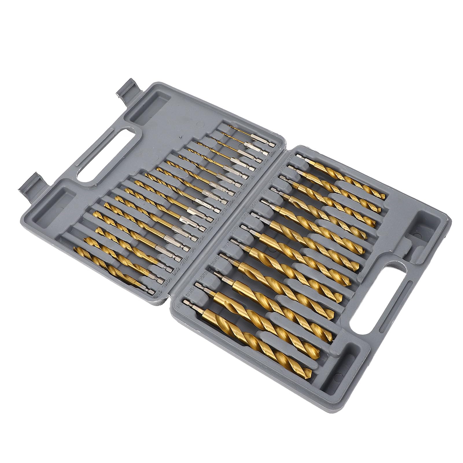 Set di punte da trapano a spirale rivestite in Ti, in acciaio rapido con codolo esagonale da 1/4 pollice, punte per trapano ad impatto con anelli di limitazione per legno, metallo