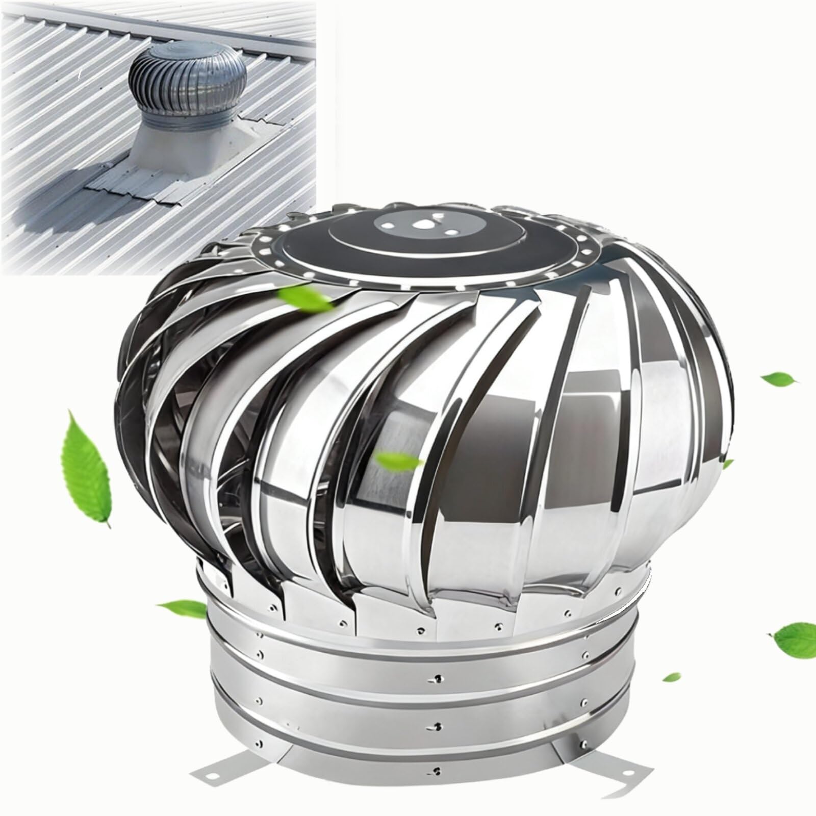 KGLHJDY Stainless Steel Rotating Chimney Cowl Cap, 110mm-400mm Anti Downdraught Chimney Cover, Spinner Vent Cap for Flue Pipe(110mm/4.3in)