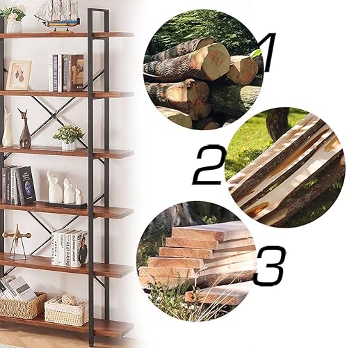 Miniatura 3 de HSH Estantería de madera maciza, estantería industrial Etagere de 6 niveles de alto y estantes de almacenamiento, resistente, rústico, grande,