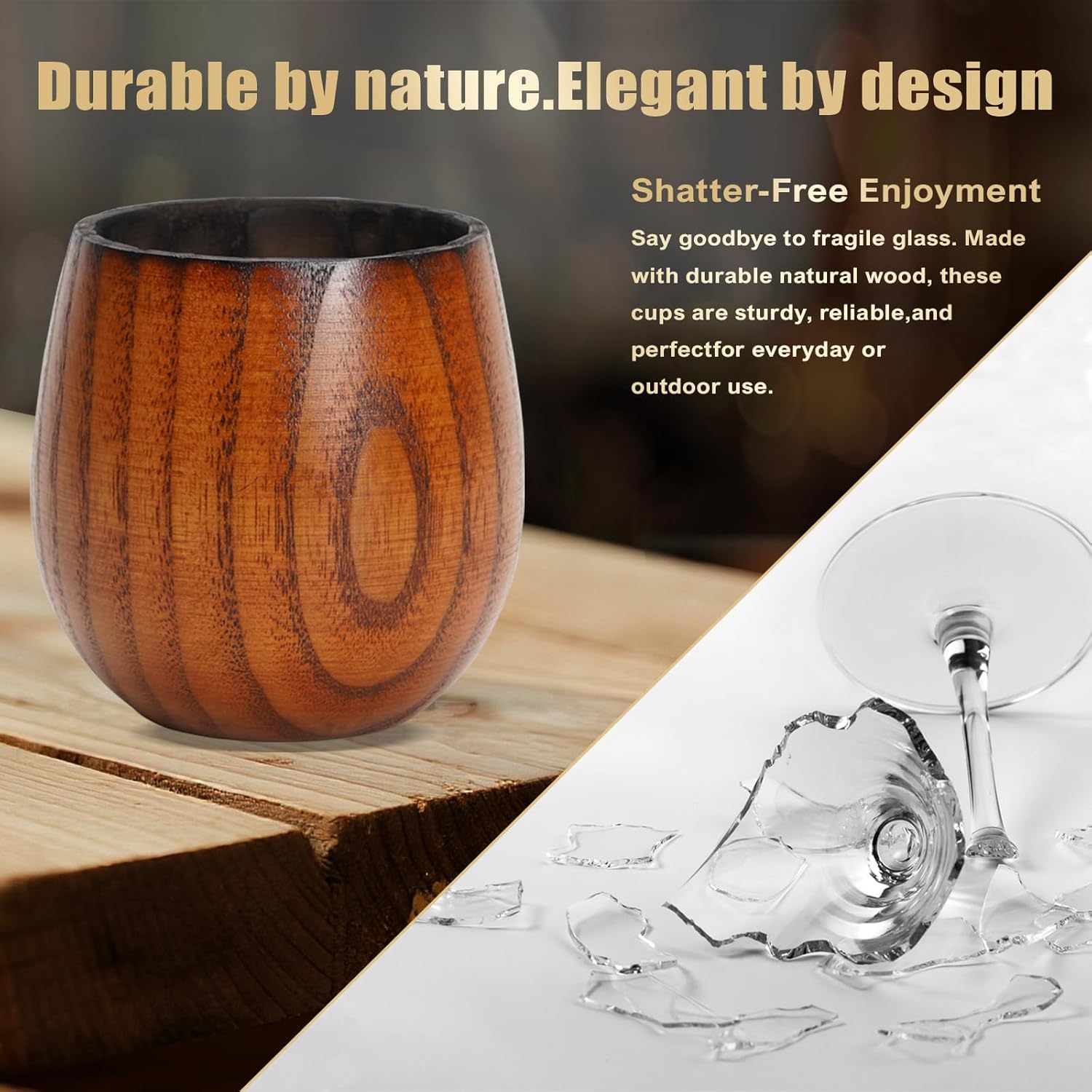 Charred Wooden Bourbon Drinking Glass, Handcrafted Wooden Whiskey Old Fashioned Glass, Great Bourbon Whiskey Gifts for for Men Who Have Everything, Dad, Brother, Anniversary Birthday Gifts(2 Pack) - Image 4