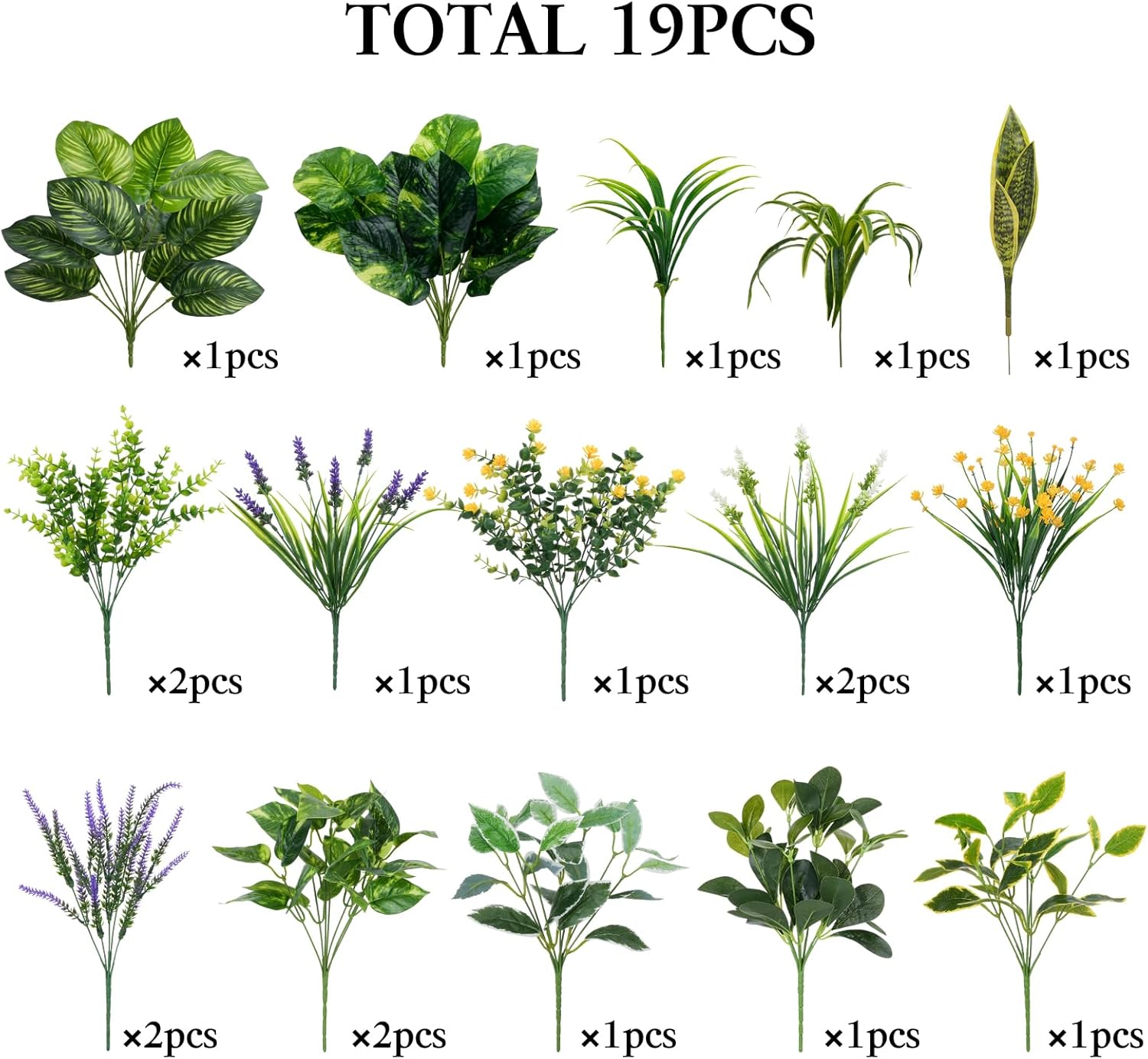 GTIDEA 19 Bundles Outdoor Faux Plants, Artificial Plants & Flowers UV Resistant Fake Plastic Leaves Greenery Stems for Outside Window Box Hanging Baskets Garden Patio Front Porch Decor - Image 2