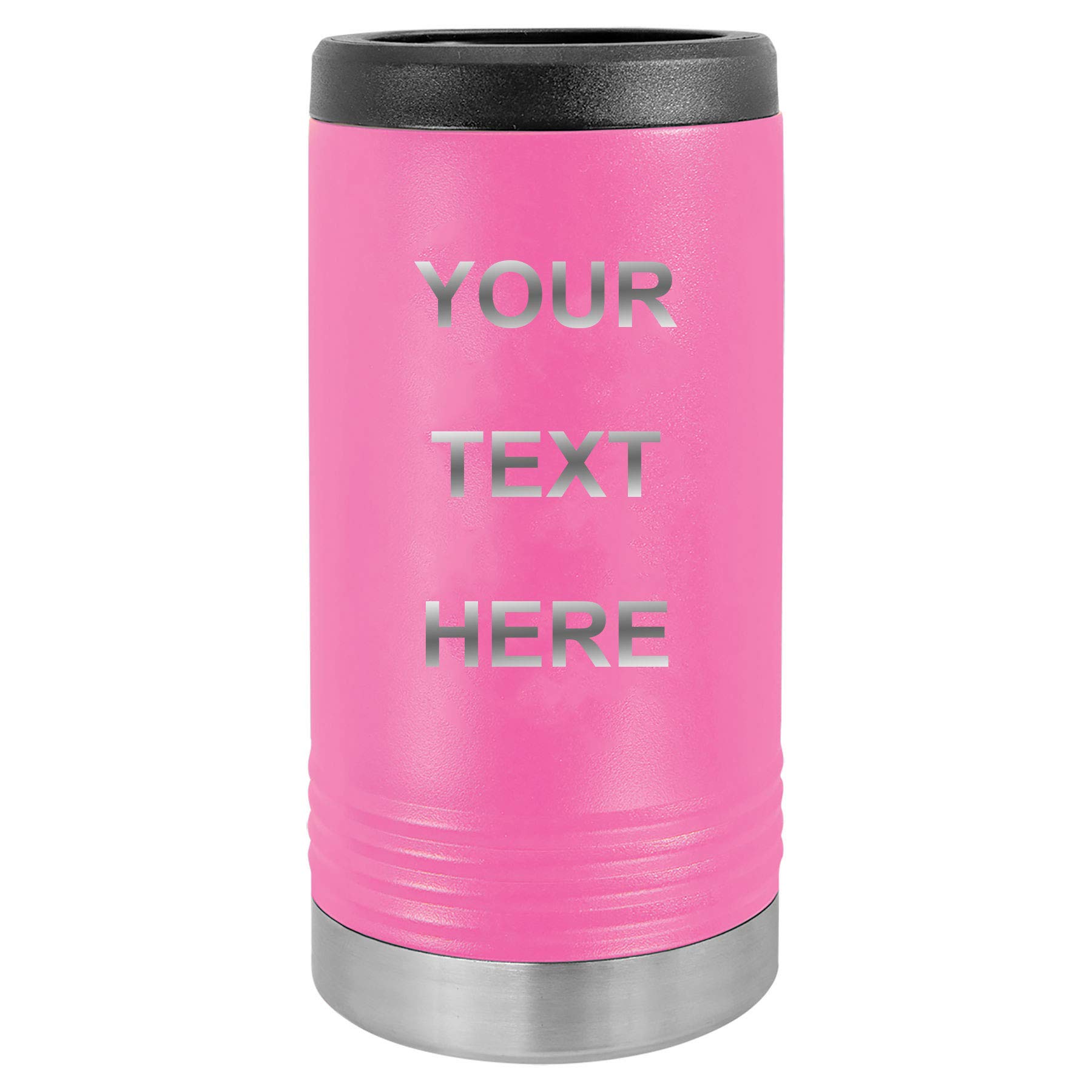Custom Personalized Stainless Steel Engraved Insulated Slim Beverage Holder Aluminum Can (Pink)