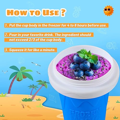 Miniatura 2 de REGNBUE 2 vasos para granizados, vaso mágico para apretar de doble capa, vaso de enfriamiento casero para hacer batido de leche para hacer bricolaje