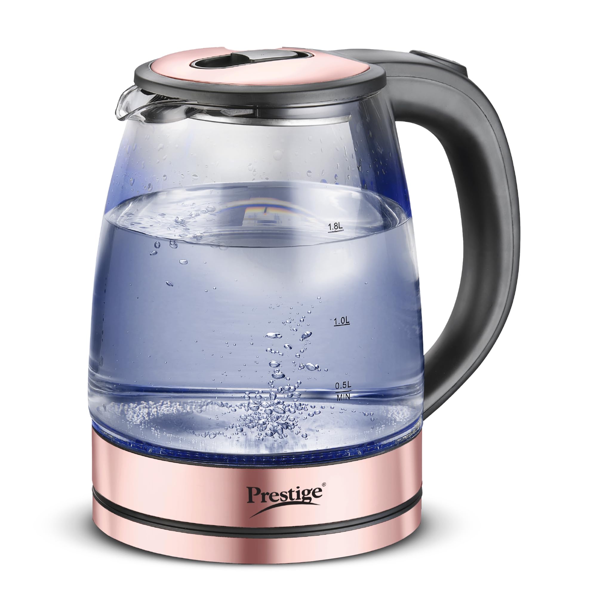 Prestige PKGB 1.8 Litre Electric Glass Kettle| LED Power Indicator| Borosilicate Glass| Automatic Power Cut-Off| Concealed Element| 360 Degree Swivel| Cool Touch Handle