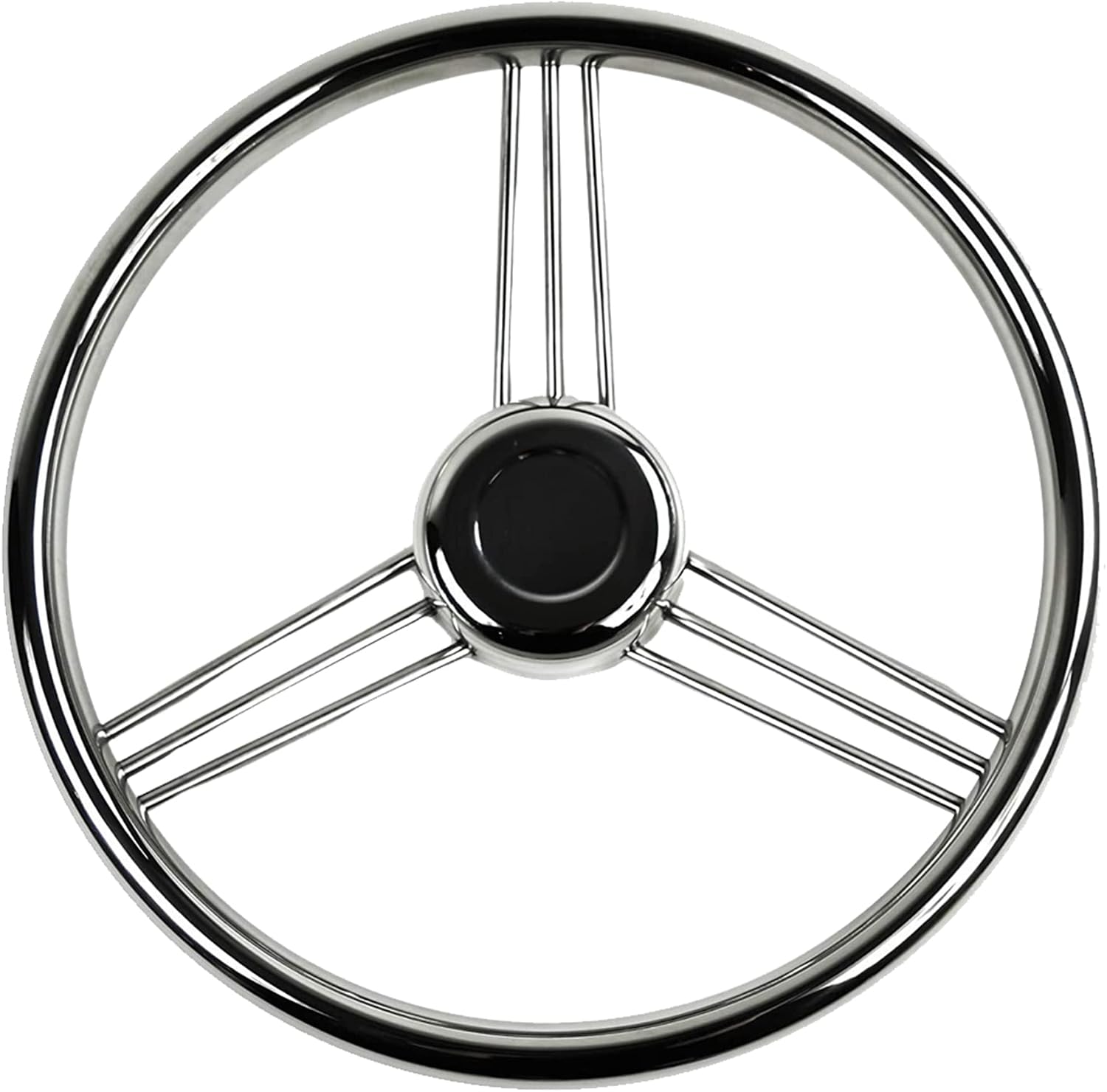MARINE CITY 316 Grade Stainless Steel Polished Steering Wheel 15 Degree Dish 9 Spokes 13-1/2 Inches for Boats Yachts Ships (Pack of 1)