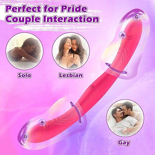 Miniatura 2 de Arnés de consolador sin tirantes, juguetes sexuales lesbianas, control remoto con aplicación de doble extremo, vibrador para hombres y mujeres