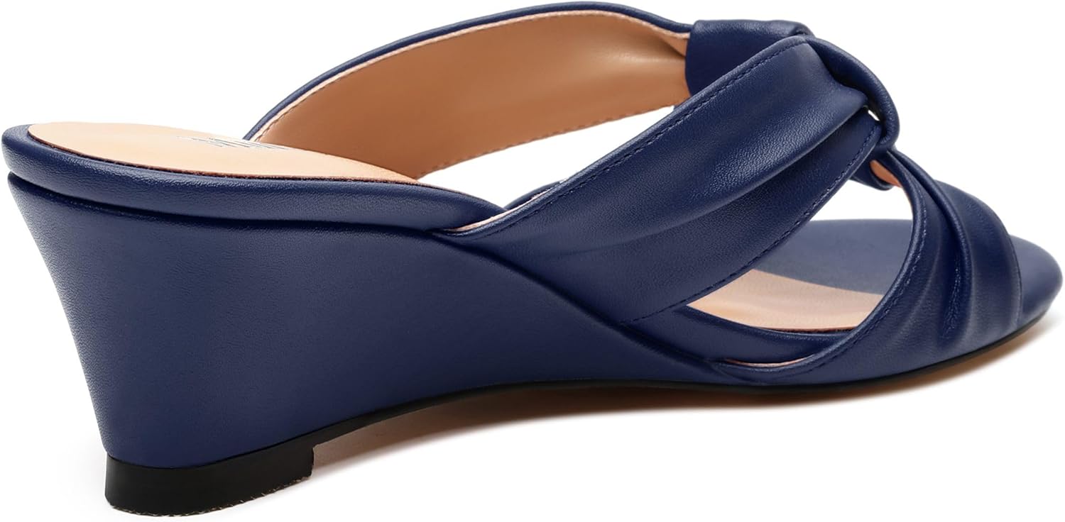 Wedges sandals for women Open Toe Wedge Heels Womens wedge Sandals Round Toe Matte Heeled Sandals Slip on Casual shoes 2 inch - Image 7