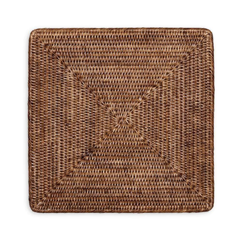 Caspari Square Rattan Placemat in Dark Natural Brown, Set of 4