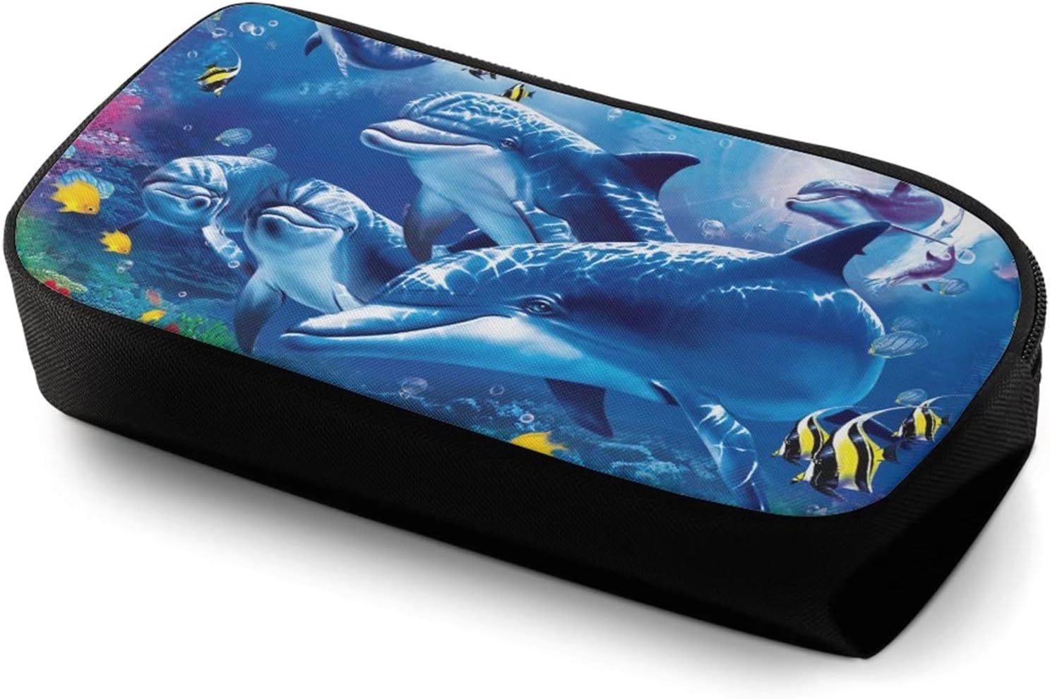 HELLHERO Adorable Dolphin Pencil Case Holder Pen Pouch Bag Cosmetic Makeup Bag Stationery Organizer for Women Girls Boys Kids Preschool Kindergarten Gifts - Image 4