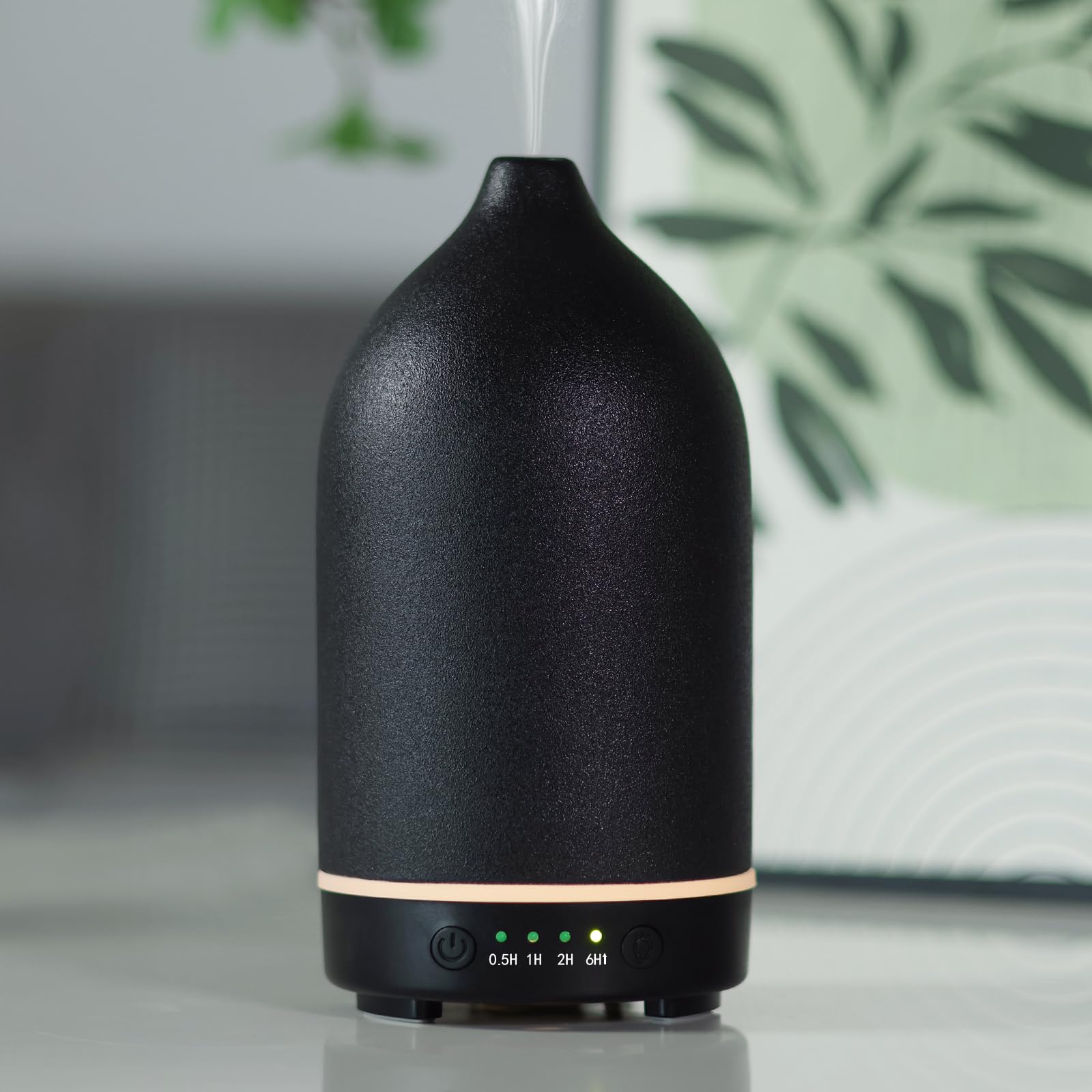 Diffusore di oli essenziali in ceramica, diffusore per aromaterapia da 150 ml, per oli essenziali, con timer e luce LED a 7 colori, diffusore di aromi ad ultrasuoni, con spegnimento automatico