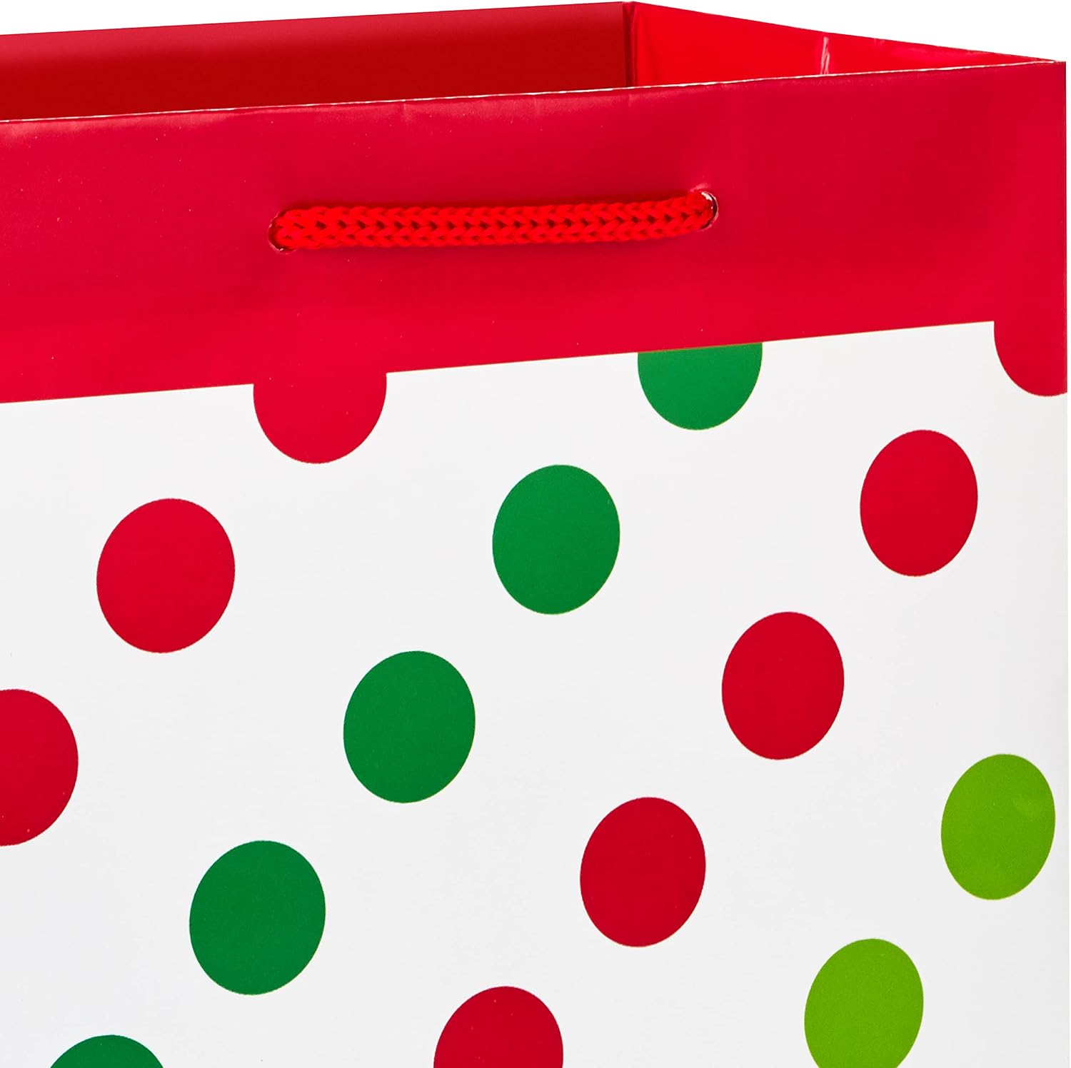 Image Arts 8" Medium Christmas Gift Bags, Polka Dots (Bulk Pack of 8 Holiday Bags for Classrooms, Party Favors, Gift Exchanges)