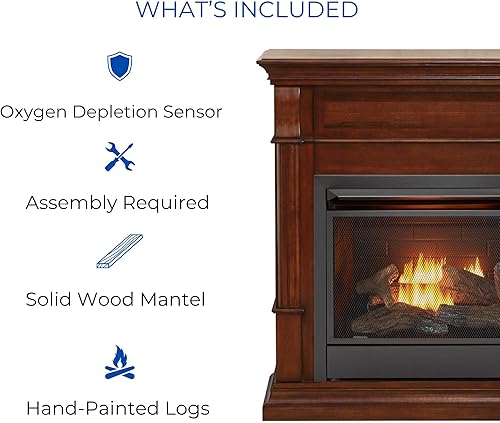 Miniatura 84 de Duluth Forge Sistema de chimenea de gas sin ventilación de combustible dual con chimenea, control remoto, 5 troncos de fuego, uso con gas natural