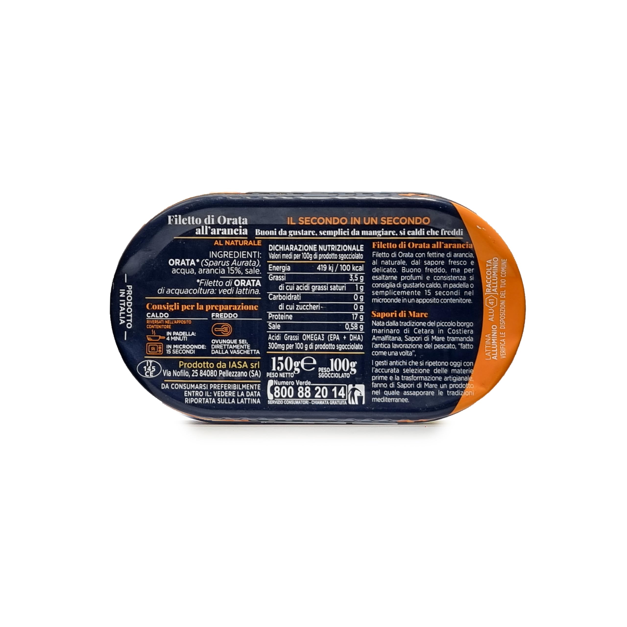 Sapori di Mare | Filetto di Orata all'arancia al naturale 150 g, Made in Italy - 2