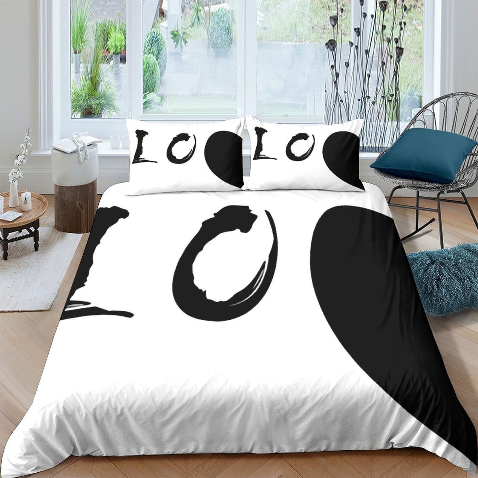 Copripiumino 3D Stampa Minimalista Cuore Microfibra Morbida Set Biancheria da Letto Decorazione Camera Coppia per Adulti Giovani Quattro Stagioni Super king（260x220cm）