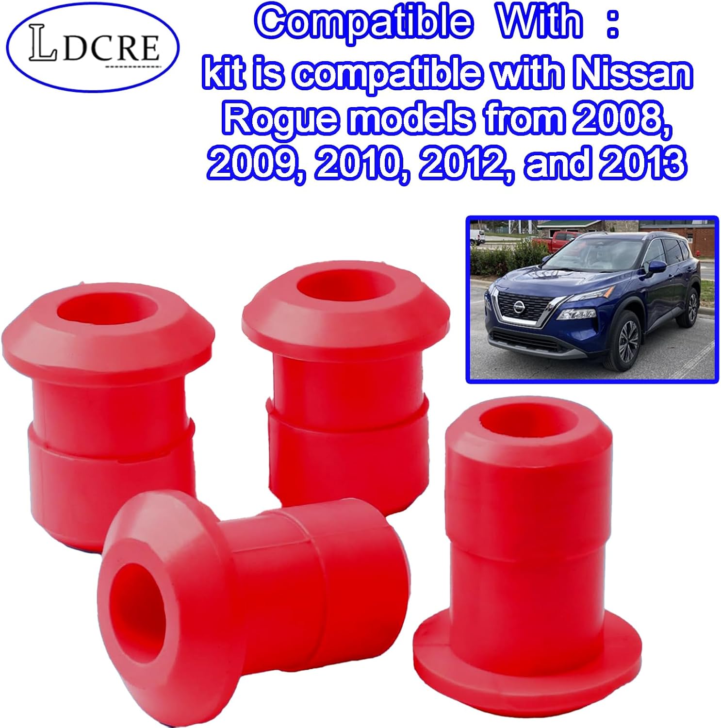 4Pcs Polyurethane Subframe Bushing Kit,Compatible With Nissan Rogue 2008-2013,Front & Rear Sub Frame Bushing Kit Replaces 54466-JD000 54467-BR00A,Red