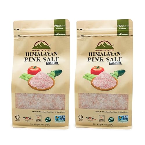 Himalayan Chef Sal rosa del Himalaya, sin OMG, certificado Kosher, 2 librascada uno, paquete de 2
