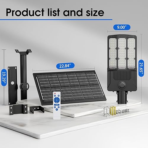 Miniatura 7 de Luces solares de calle de 3200 W al aire libre, 100000LM 6500K LED luz de calle solar, IP67 luces de estacionamiento solar del atardecer al
