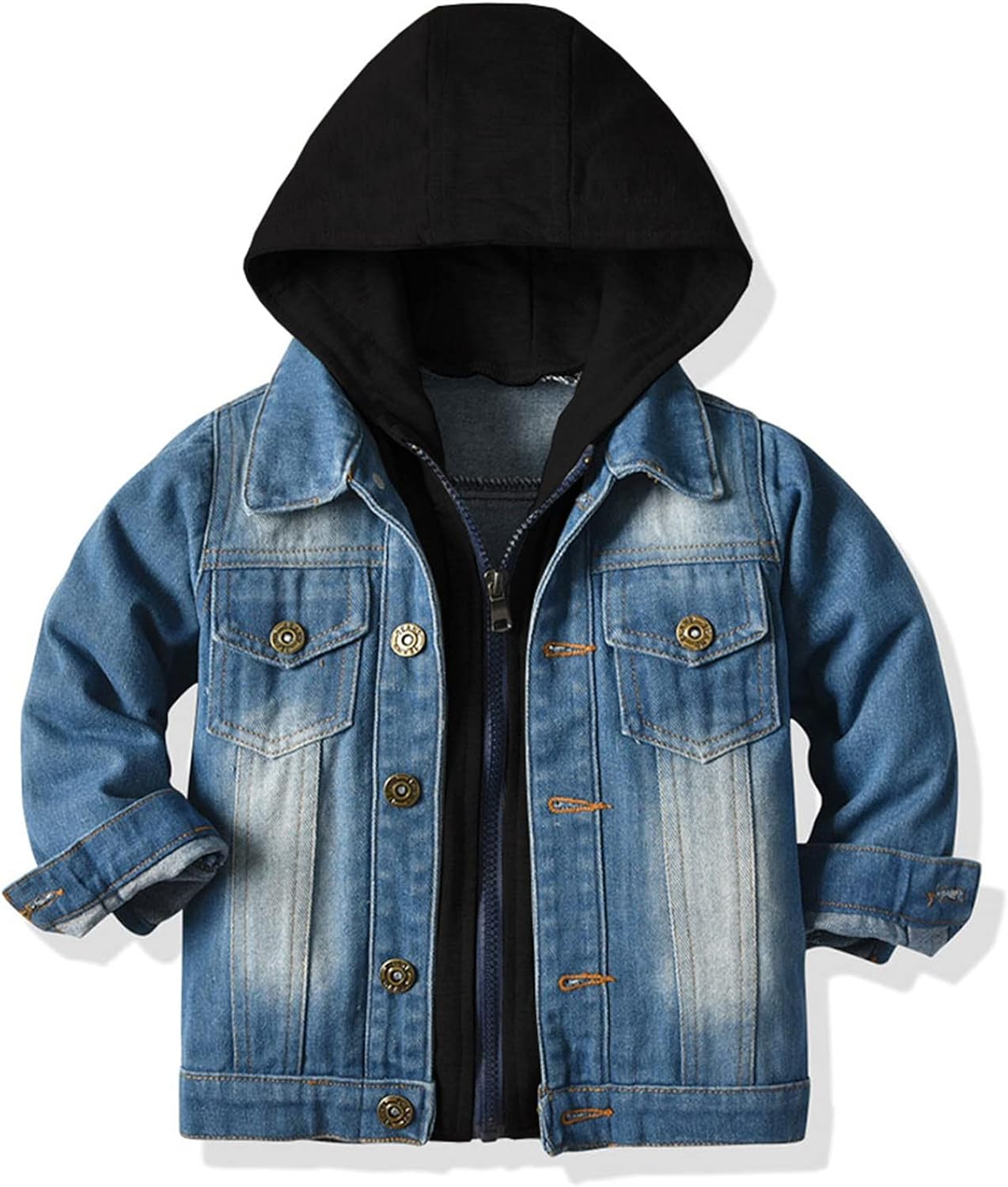 Toddler Boys Hoodie Jean Jacket Buttons Long Sleeve Denim Coat Warm Winter Casual Windproof Outdoor Outwear : Clothing, Shoes & Jewelry