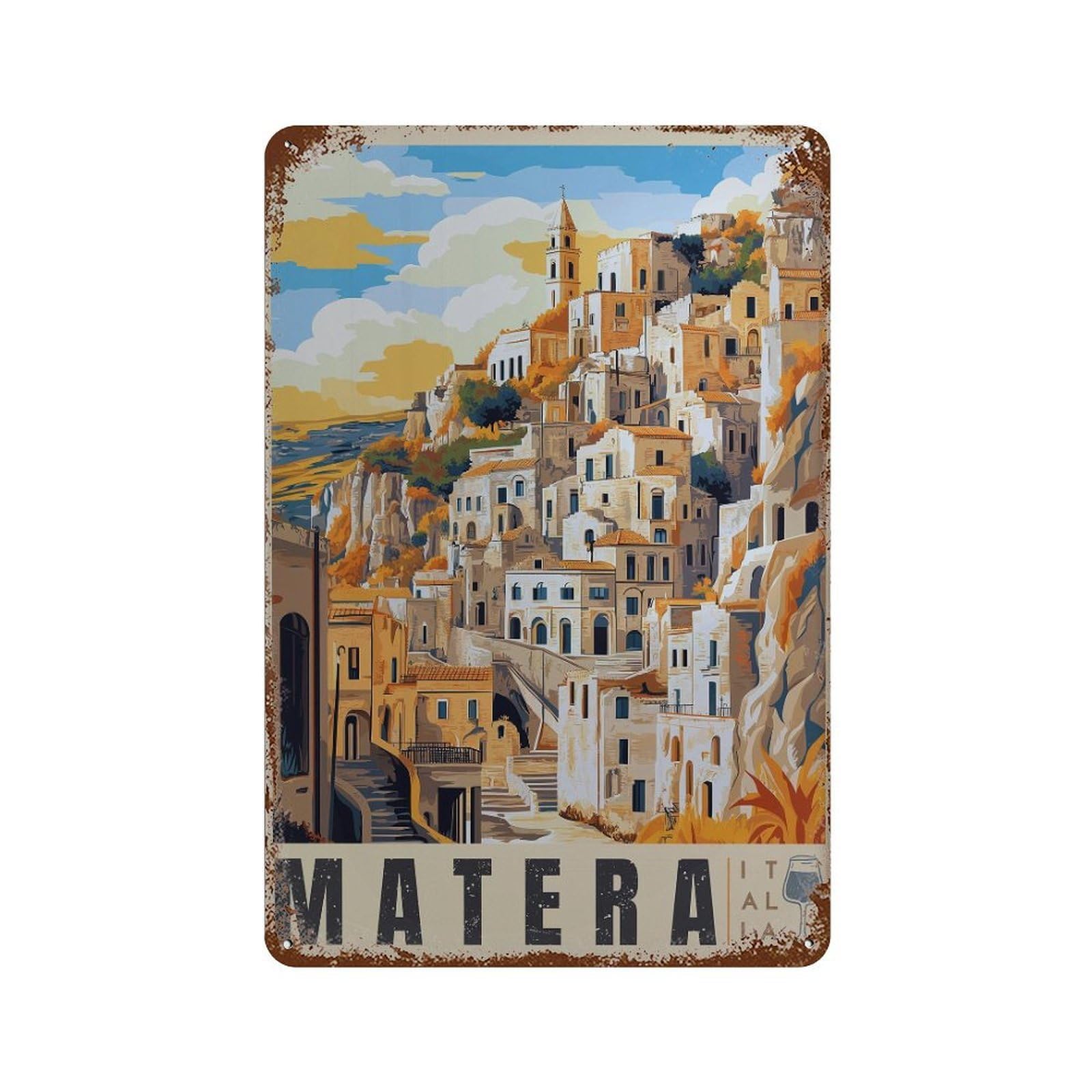 xiaoxiaoshen Matera Italy Travel Basilicata (2) Wall Decor Art Metal Tin Poster Modern Home Decor Art Home Bar Shop Decorations Vintage Sign 30x20cm