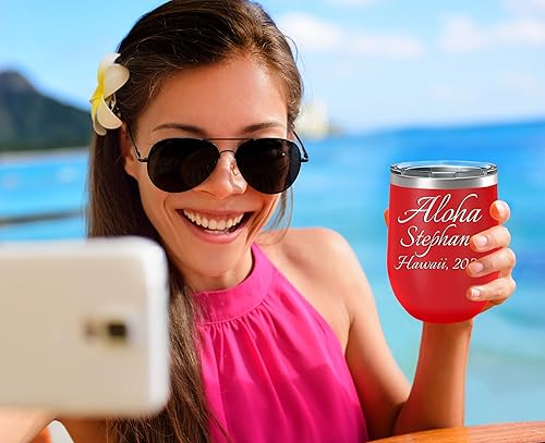Miniatura 4 de Vaso de vino aislado personalizado de 12 onzas sin tallo, grabado personalizado, de acero inoxidable, citas con nombre, para cumpleaños, boda,