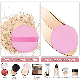 Flytianmy 9Pcs Powder Puffs, 2.16 Inch Round Face Makeup Puff for Body Loose Powder Beauty Makeup Tool Pink