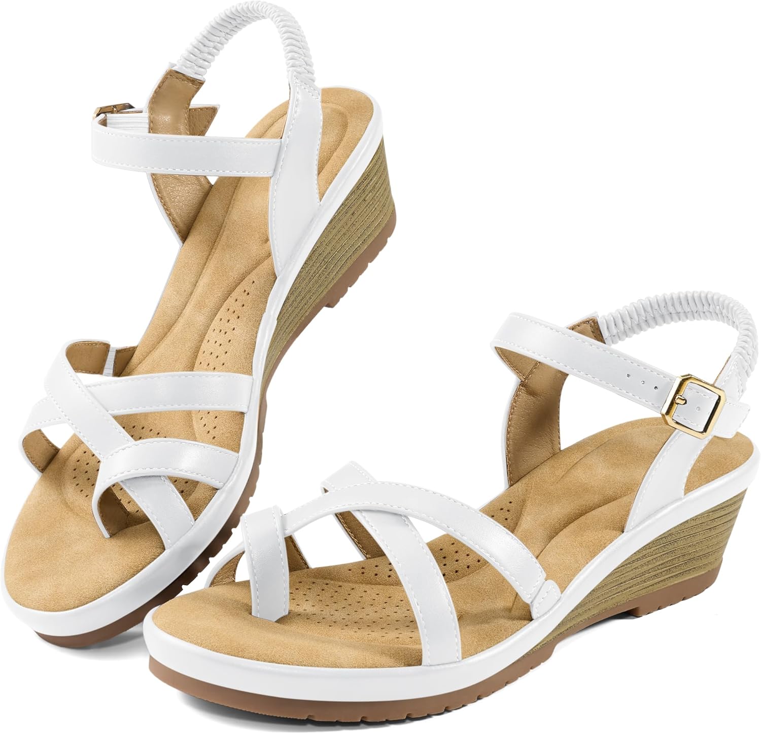 Aomigoct Dressy Womens Wedge Sandals: Comfortable Platform Work Sandals for Women 2026 - Casual Walking Wedding Shoes