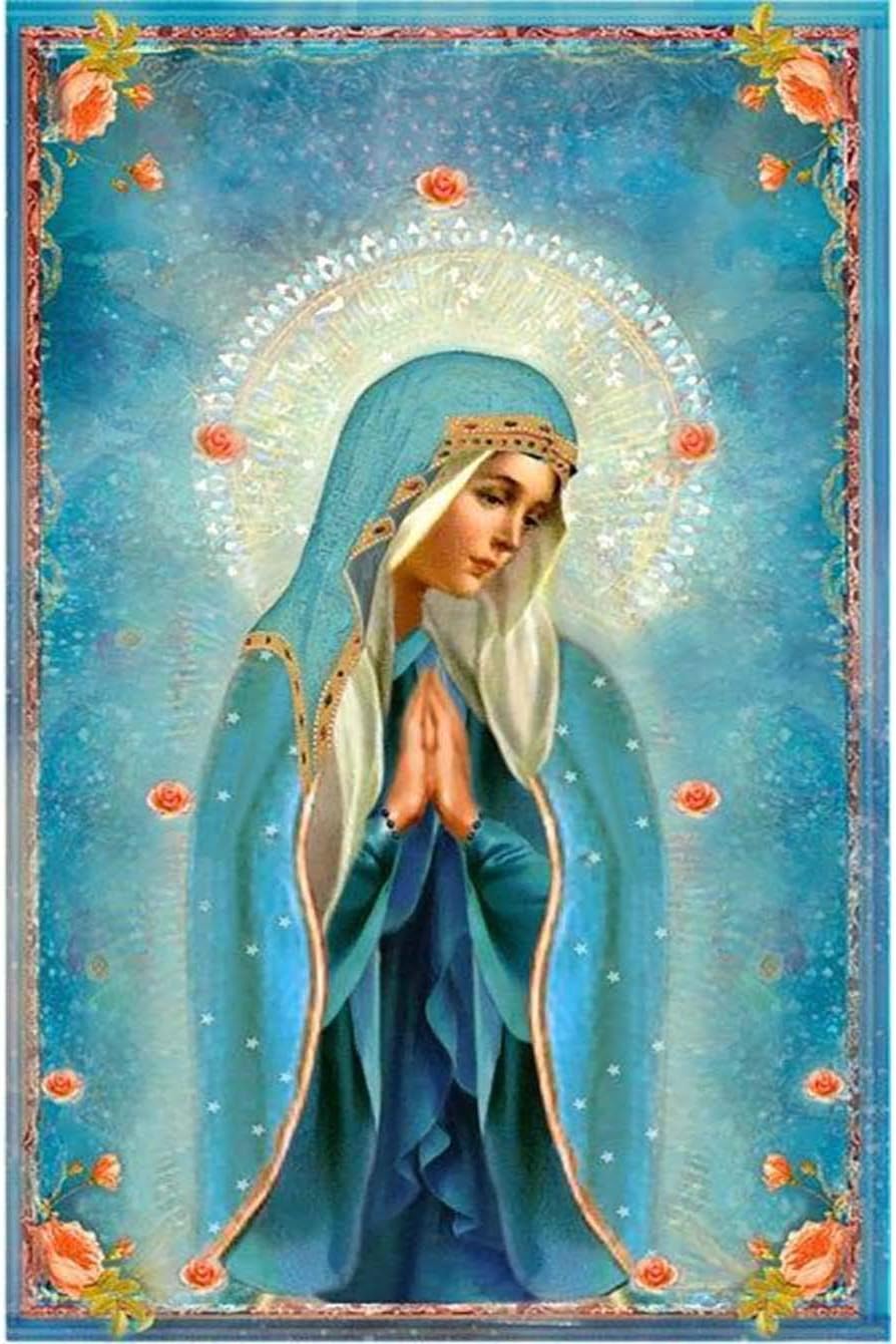 DIY 5D Diamond Painting by Number Kits Full Drill, Virgin Mary Religion Diymood Painting Paint with Diamonds Arts for Adults Wall Home Decor 16x20inch