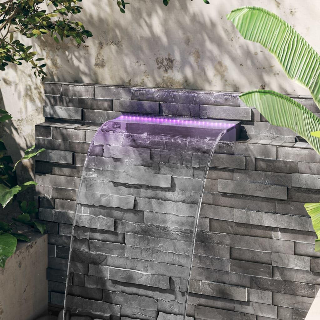 vidaXL Fuente Cascada con LED RGB para Jardín Estanque Piscina Patio Exterior Aporte Decorativo Relajante Luces Sonido Vista Acrílico