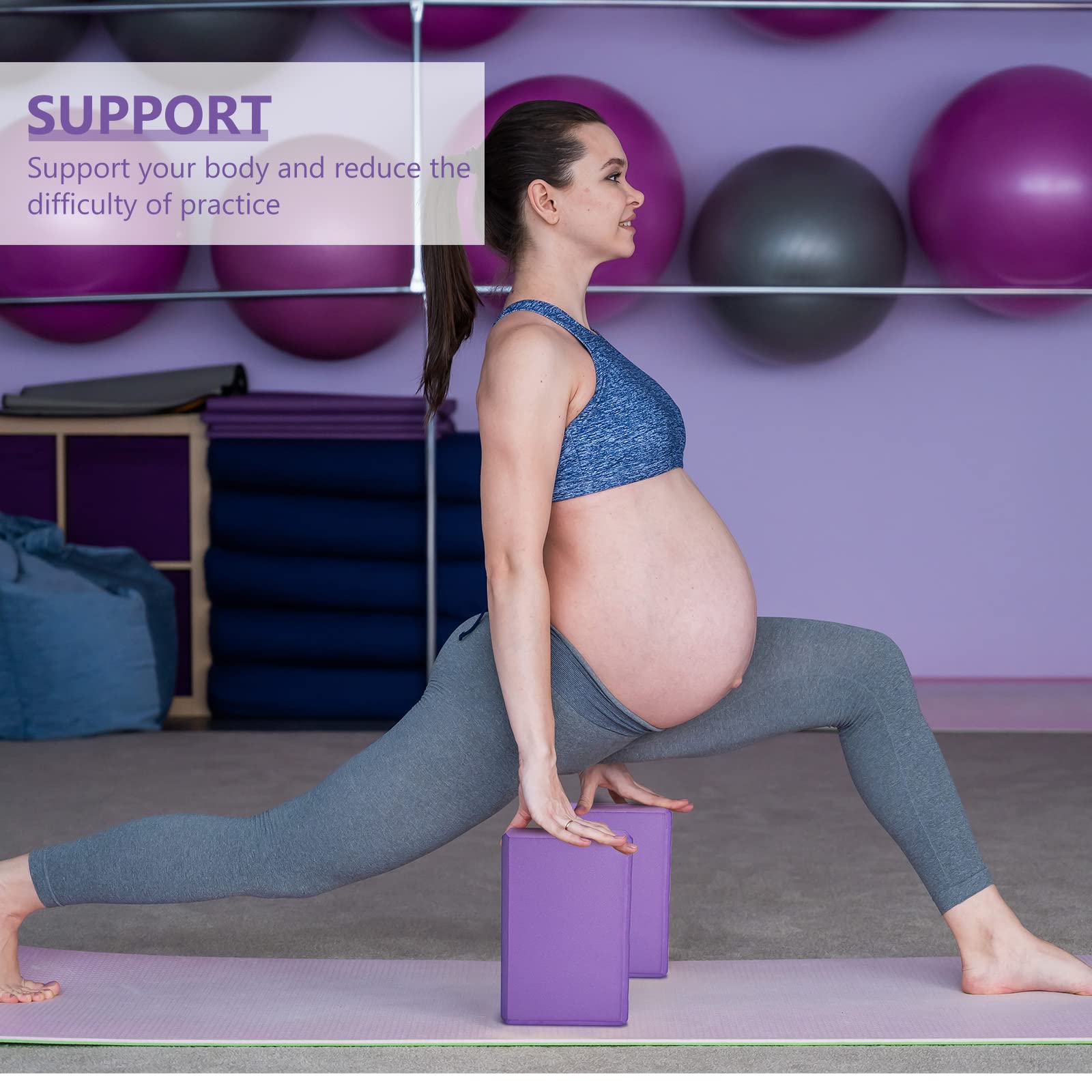 Lenwen 30 blocchi da yoga viola 20 x 15 x 3 cm in schiuma EVA antiscivolo e leggeri blocchi da ginnastica ad alta densità per yoga, stretching, danza, pilates, meditazione accessori