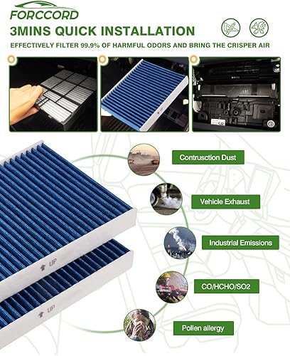 Miniatura 6 de Paquete de 2 filtros de aire de cabina HEPA para Subaru Ascent 2019-23, Crosstrek 2018-23, Impreza 2017-23, Legacy 2020-24, repuesto de carbón