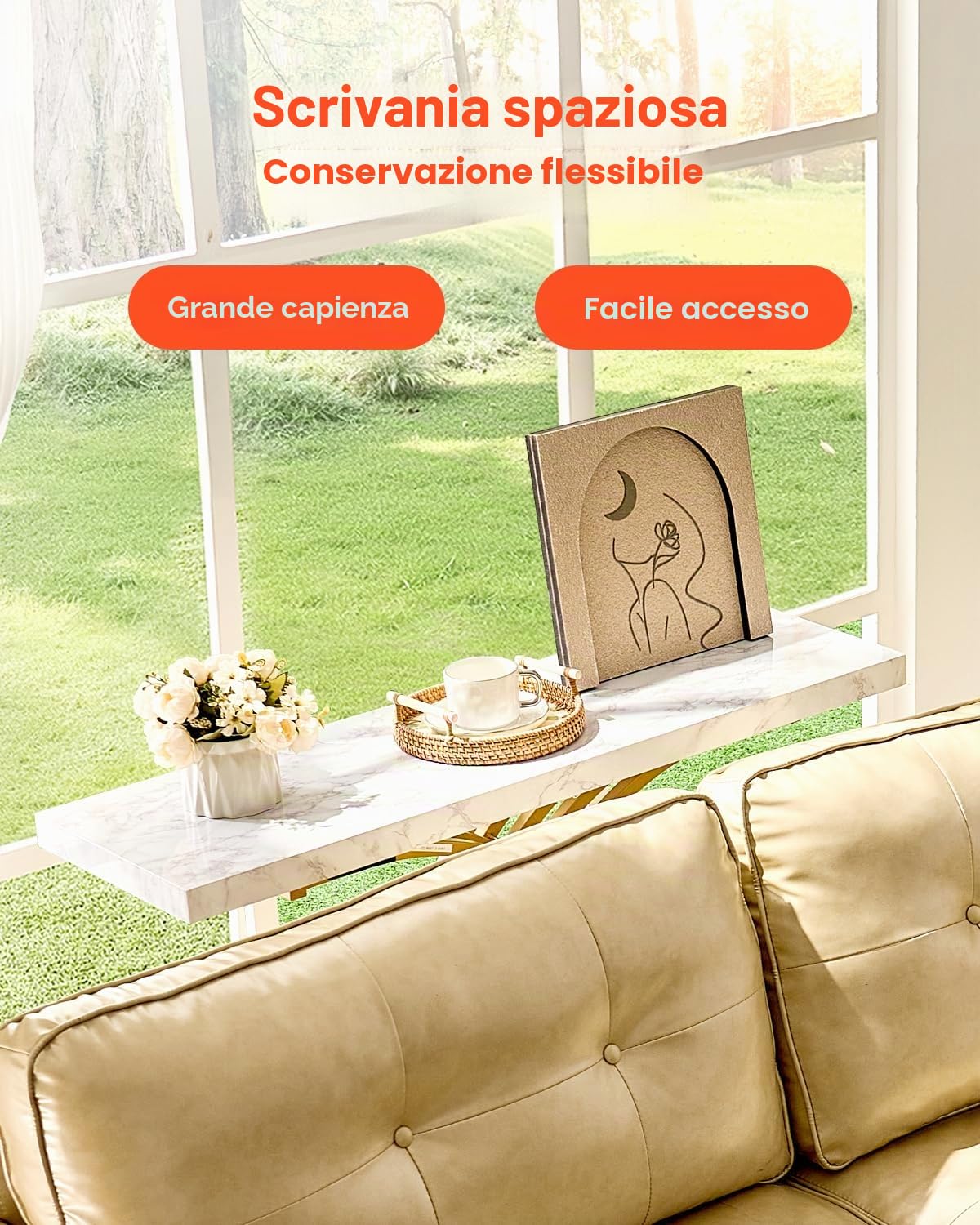 VEVOR Tavolo Stretto Dietro Divano, Tavolino da Ingresso Lungo a 1 Livello e Tavola da Corridoio Sottile, con Struttura in Metallo, per Ingresso, Corridoio, Soggiorno, 100 x 30 x 81 cm