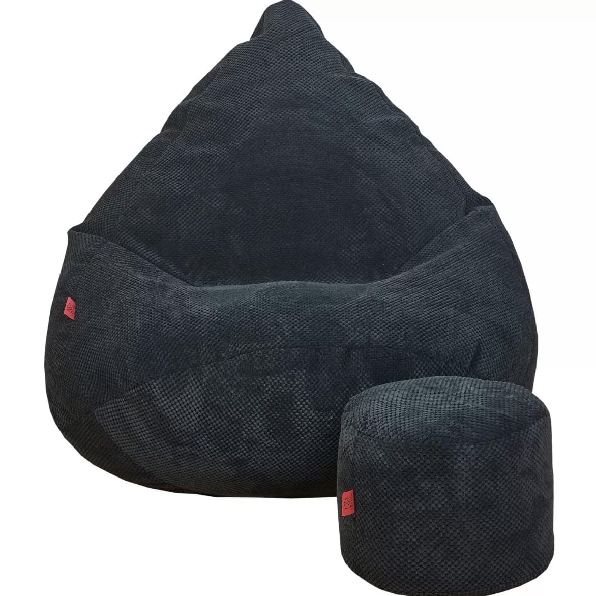 pouf poire avec repose-pieds noir