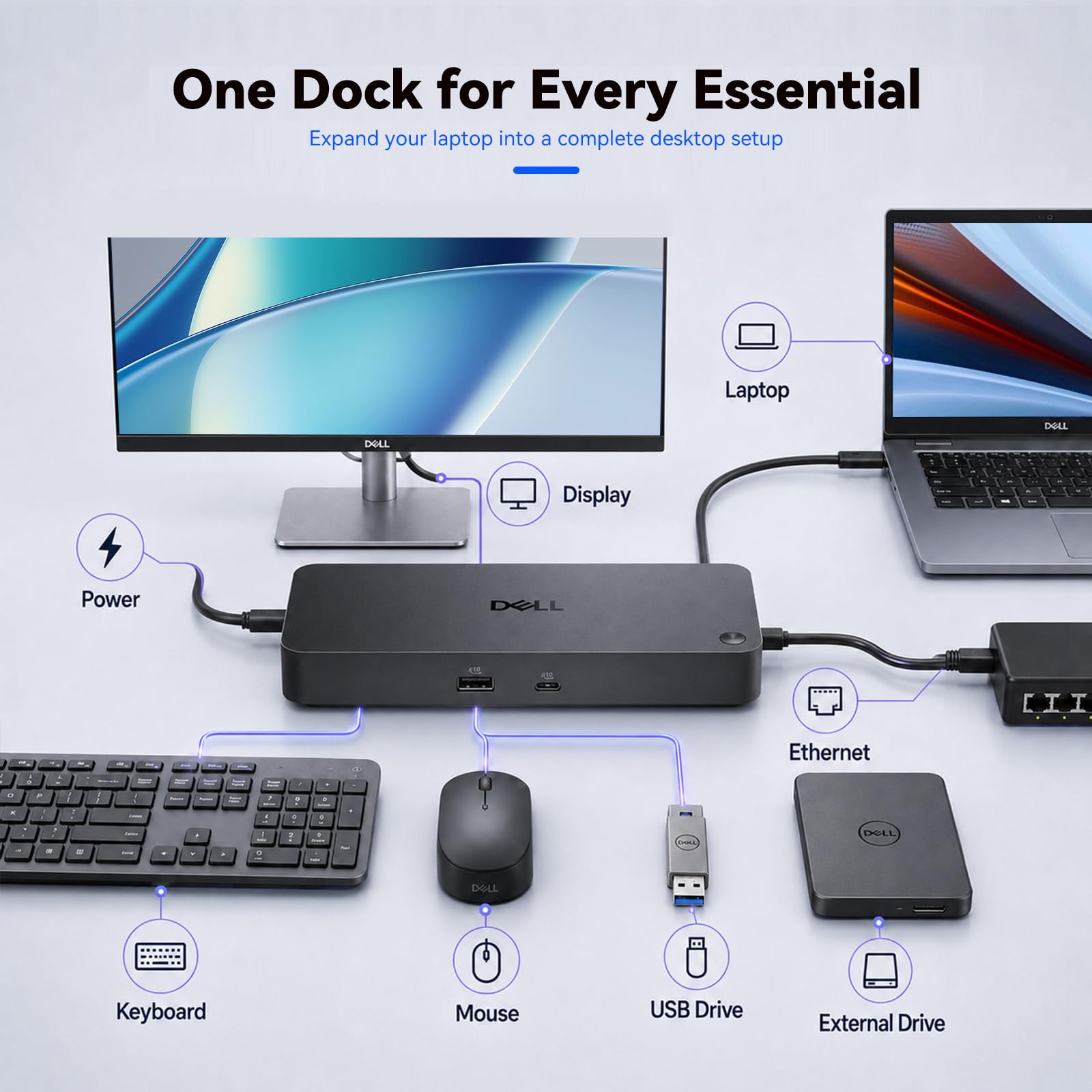 Dell WD25 Station d'accueil USB-C pour ordinateur portable 100 W