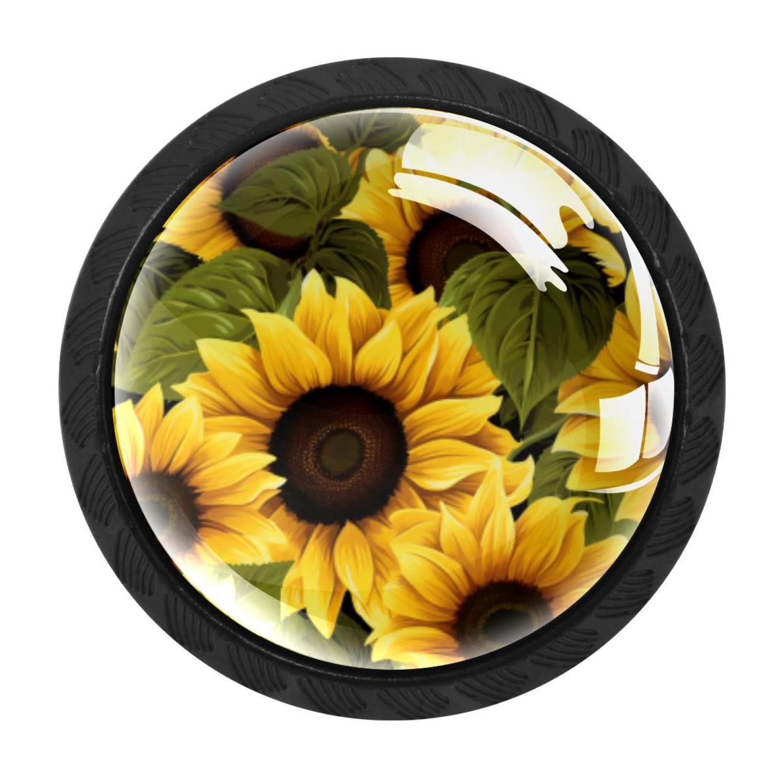 CHENZZZZ 4 pcs Skull Sunflower Cabinet Knobs Crystal Drawer Pulls for Kitchen, Bathroom Cabinet, Dresser and Cupboard