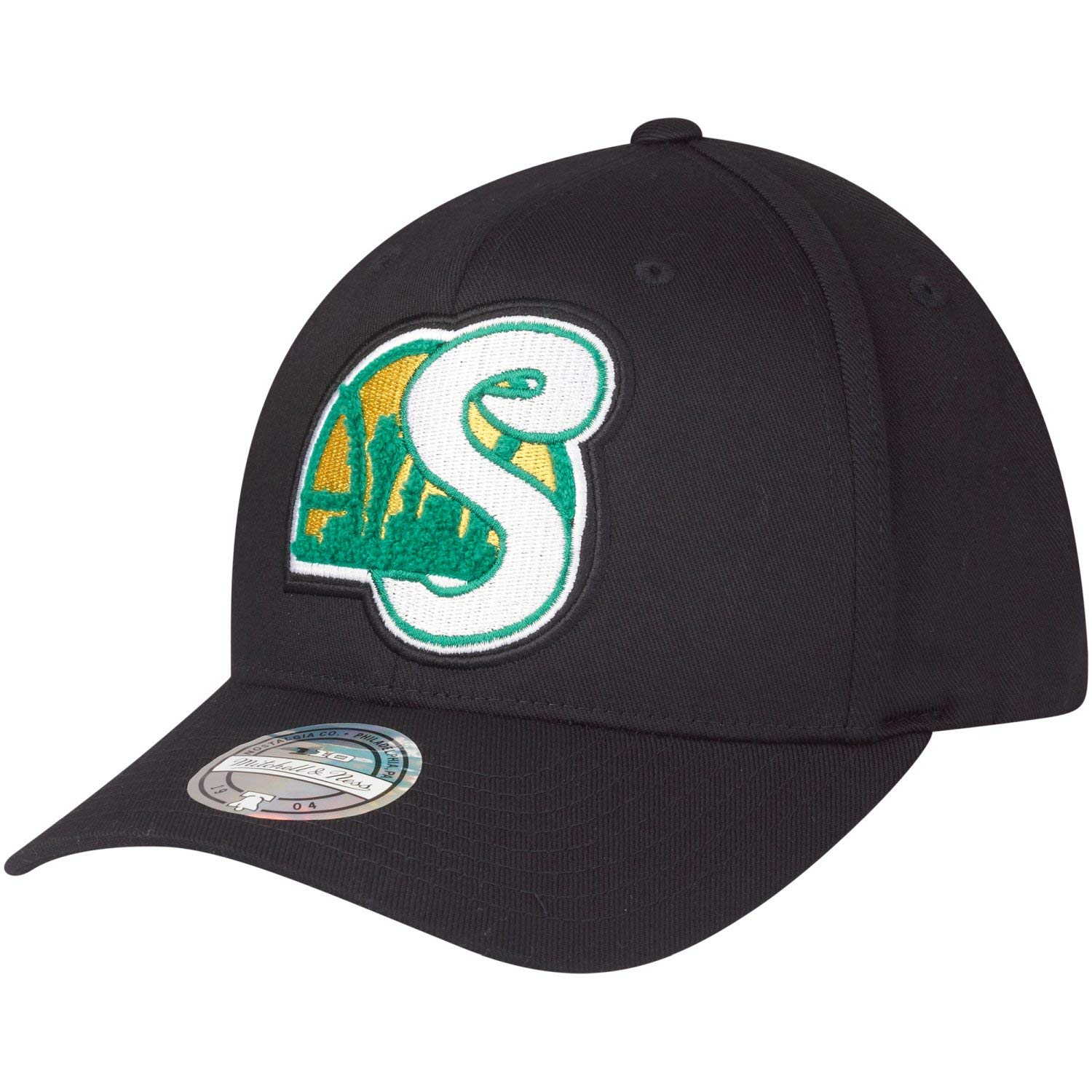 Mitchell & Ness Men's Black 110 Flexfit Snapback Cap Seattle Supersonics