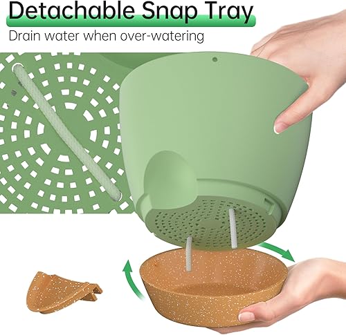 Miniatura 11 de ZMTECH Macetas colgantes de 12 pulgadas para plantas de interior y exterior, 1 paquete de macetas colgantes de riego automático con agujeros