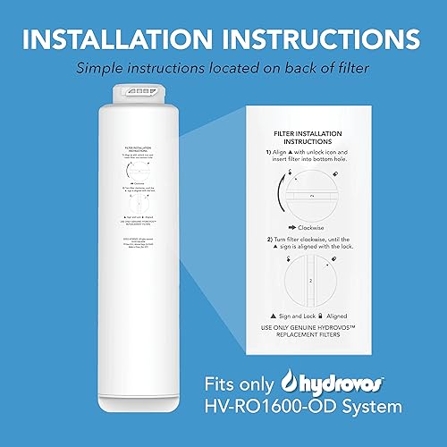 Miniatura 5 de HYDROVOS Filtro HV-RO1600-ROM, cartucho de repuesto #2 Se adapta solo al sistema de ósmosis inversa sin tanque HV-RO1600-OD, 2 años de vida útil