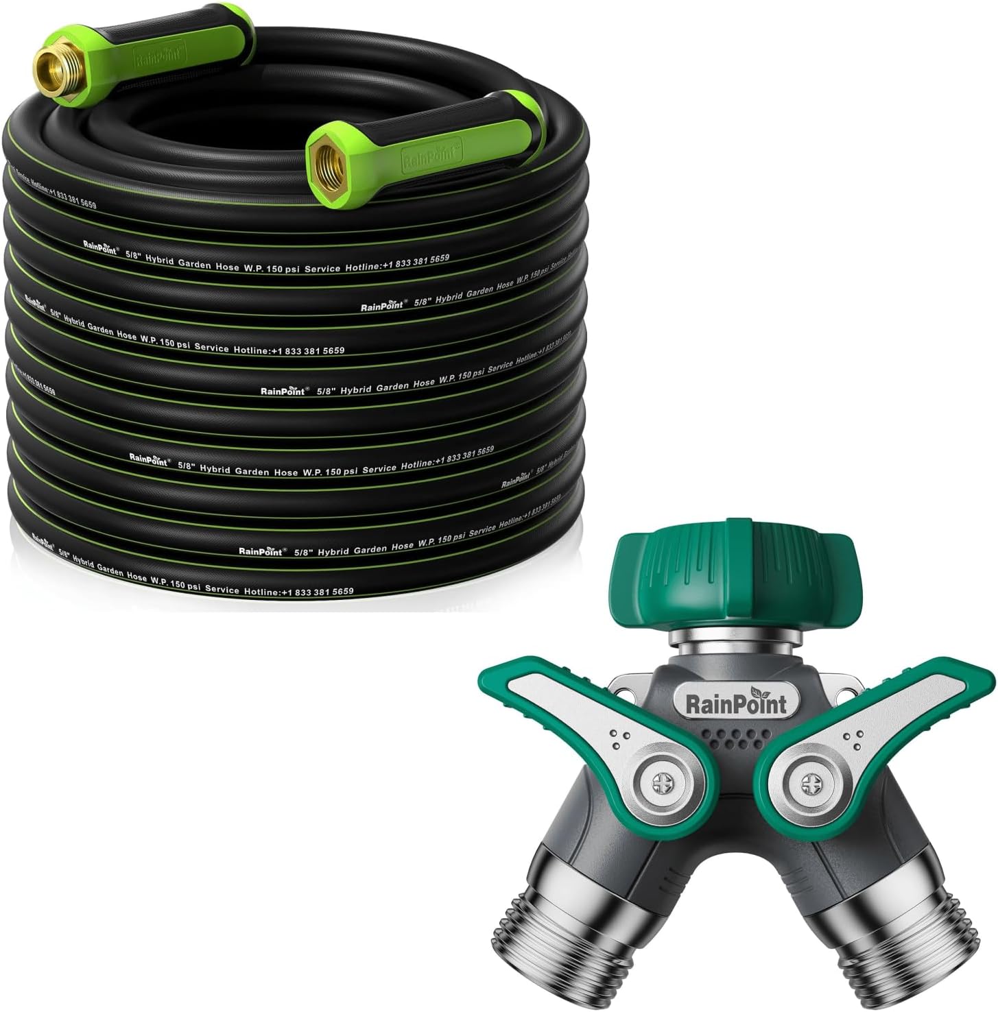 RAINPOINT Garden Hose 100ft & Splitter