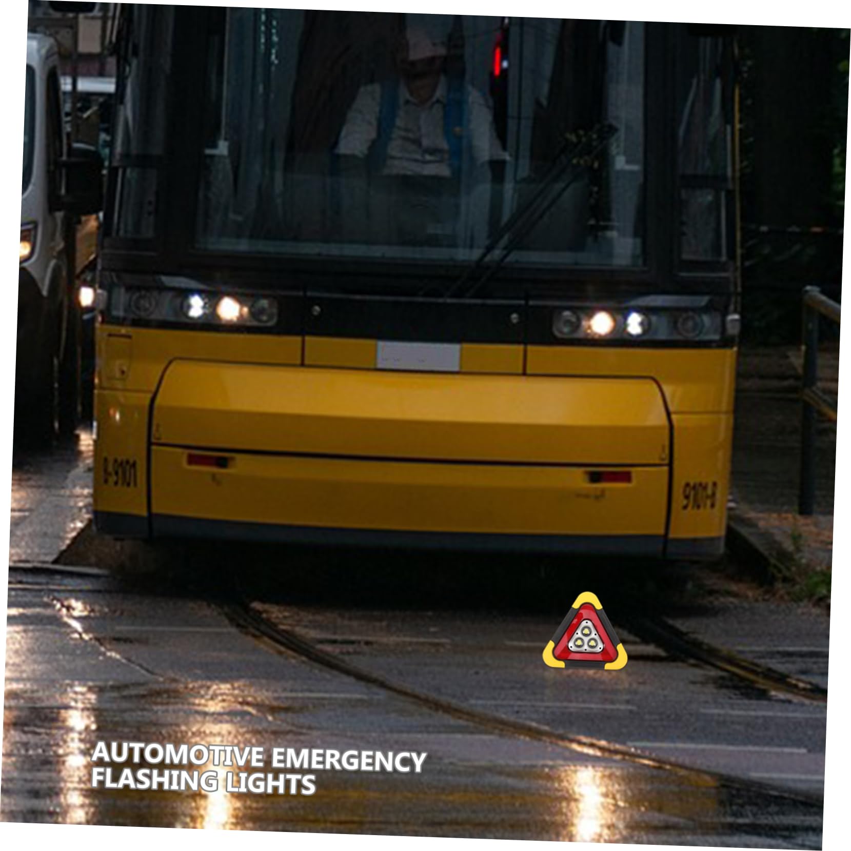 PRETYZOOM Luces De Emergencia Del Vehículo Triangular Para Condujo Brillante Auto Advertencia Lado Amarillo Portátil Triángulos Camiones Solar Material Reflectante De Pvc
